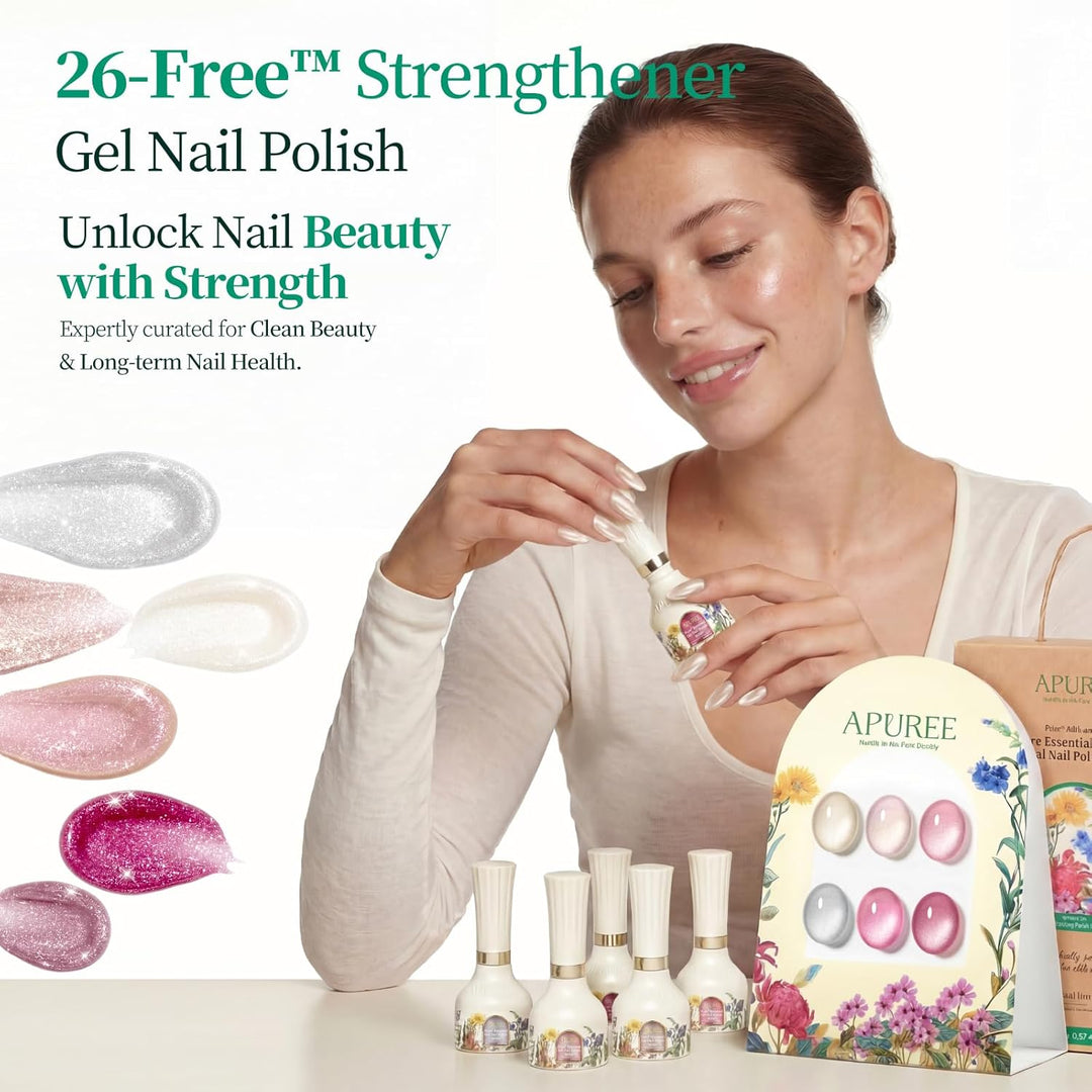 APUREE Nagelhärter Extra Stark Gel Nagellack Set: 64% Bio-Based USDA Zertifiziert, Nagelhärter für b