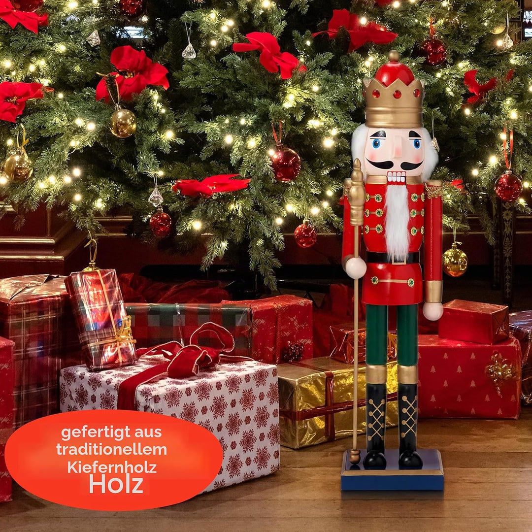 THE TWIDDLERS Grosse Weihnachten Nussknacker Holzfigur, XL 50cm - Klassische Weihnachtsdekoration