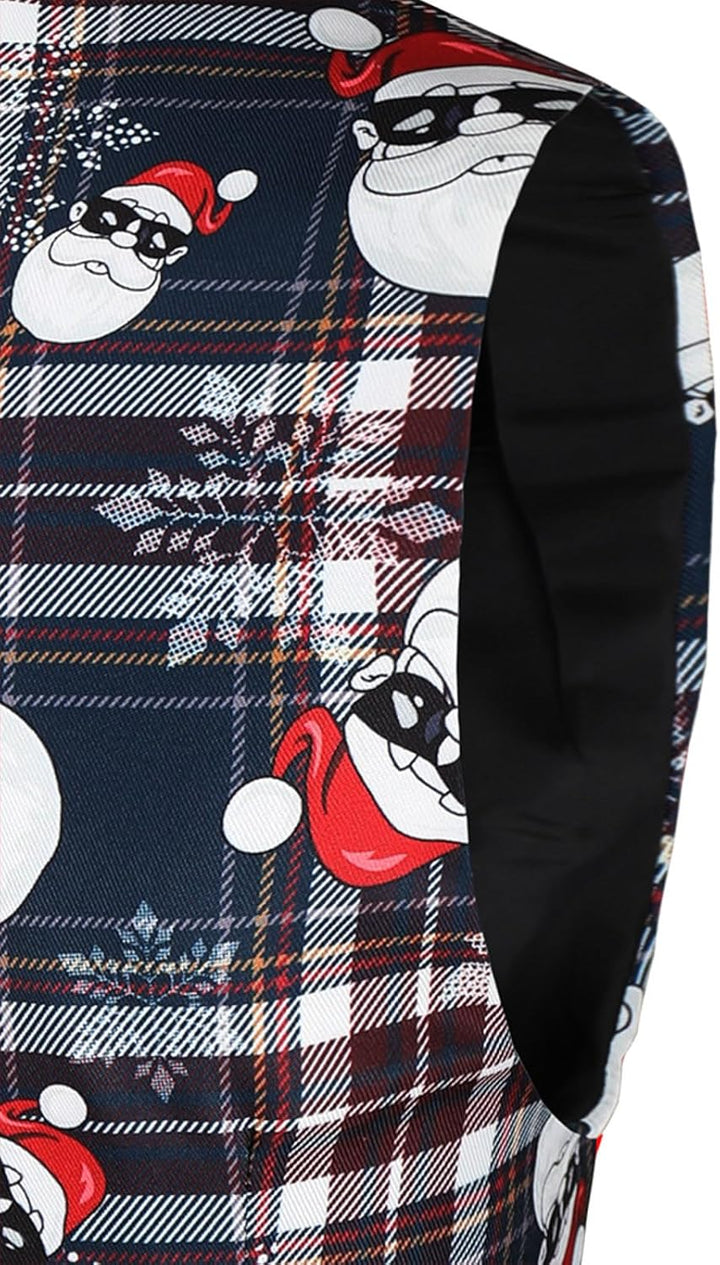 Duohropke Herren Weihnachtsanzug 2Teilig Weihnachtsweste Slim Fit Button Verschiedene Weihnachtsmoti