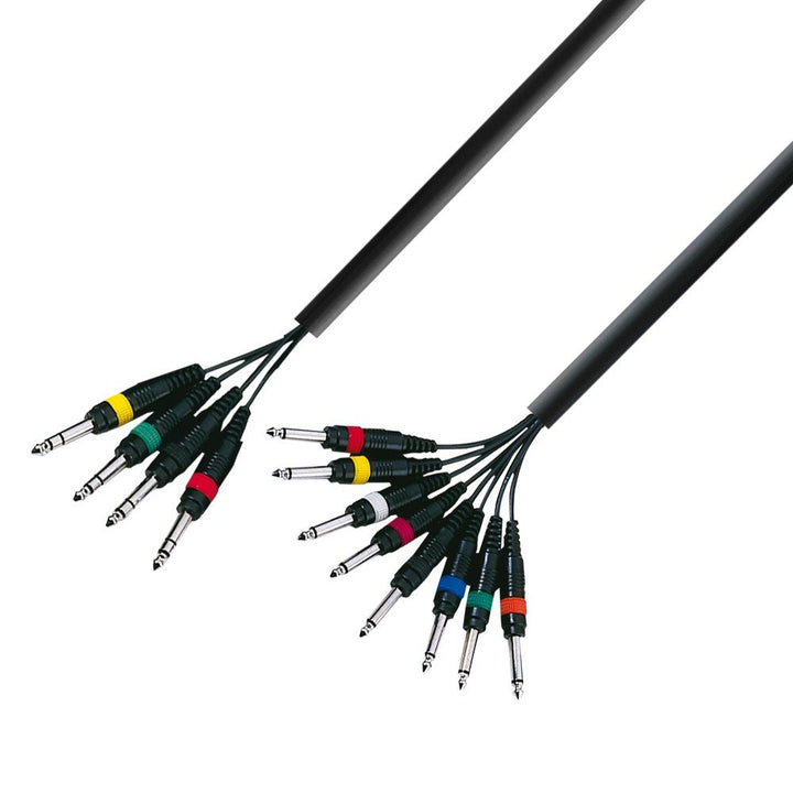 Adam Hall 3 Star Series 3m 4x 6.3mm Jack Stereo to 8x 6.3mm Jack Mono Multicore Cable 4 x 6,3 mm(3m)