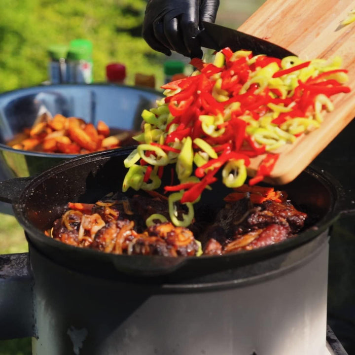 Kazan Topf aus Gusseisen mit Deckel, für Utschak geeignet, Outdoorküche Gulasch Kanone Kasan 16 Lite