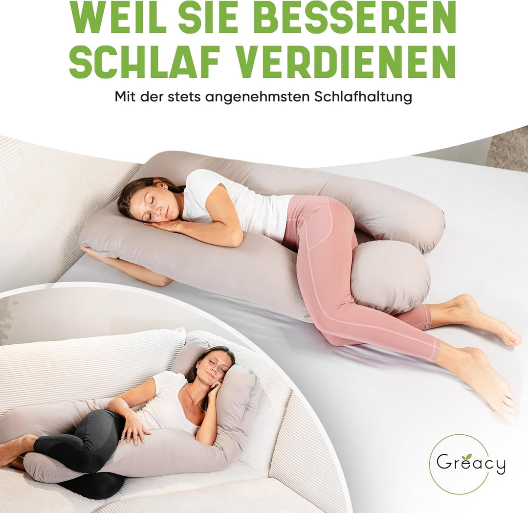 Amelie Seitenschläferkissen Bezug – Ersatz & Austausch für Körperkissen, Ergonomisch & Atmungsaktiv,