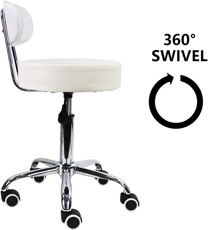 KKTONER Rollhocker mit Rückenlehne 360° drehbar Arbeitshocker höhenverstellbar 48-64cm für Büro Salo