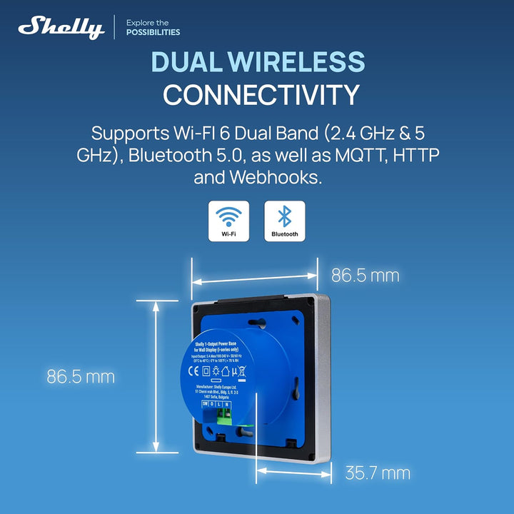 Shelly Wall Display X1i Silber - Smarte Bedienzentrale mit 4" Touchscreen, Integriertes Relais, Lich