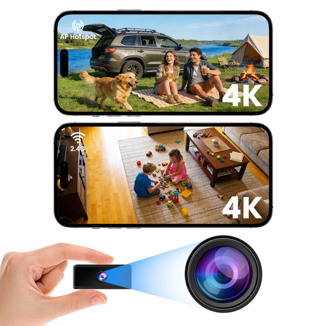 UCOCARE Mini Kamera Überwachungskamera Innen Ohne WLAN, 4K Mini Überwachungskamera Akku mit Nachtsic
