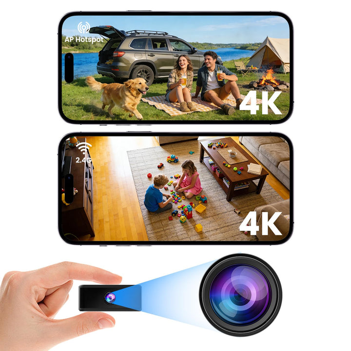 UCOCARE Mini Kamera Überwachungskamera Innen Ohne WLAN, 4K Mini Überwachungskamera Akku mit Nachtsic