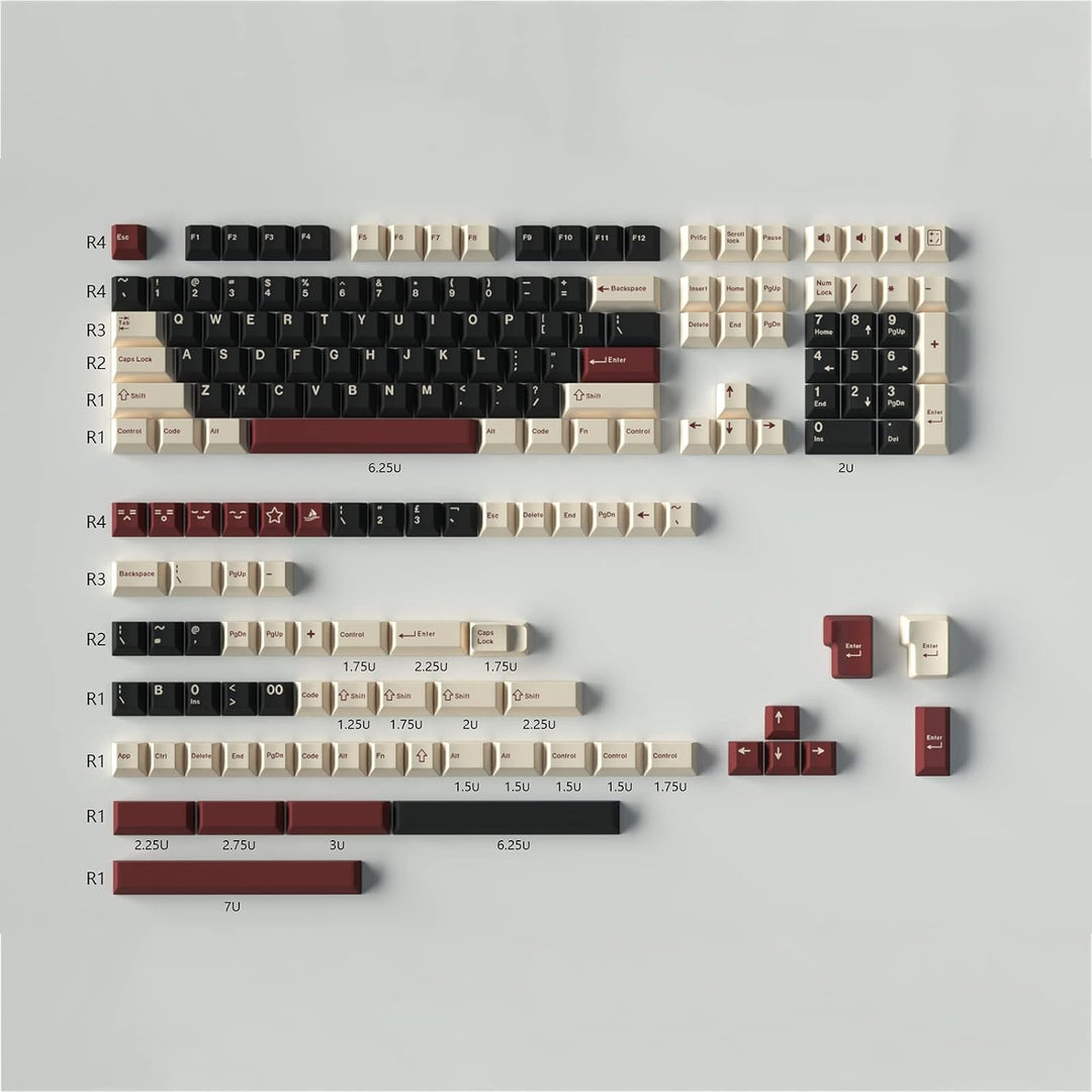 172 Tasten Double Shot Tastenkappen Cherry Profil Rome Keycaps für 61/64/87/1041/08 ANSI/ISO-Layout