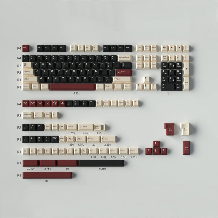 172 Tasten Double Shot Tastenkappen Cherry Profil Rome Keycaps für 61/64/87/1041/08 ANSI/ISO-Layout