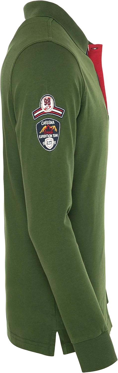 Carisma Langarm Poloshirt für Herren Baumwolle • Herren Langarmshirt mit Stickerei • Angenehmes Regu