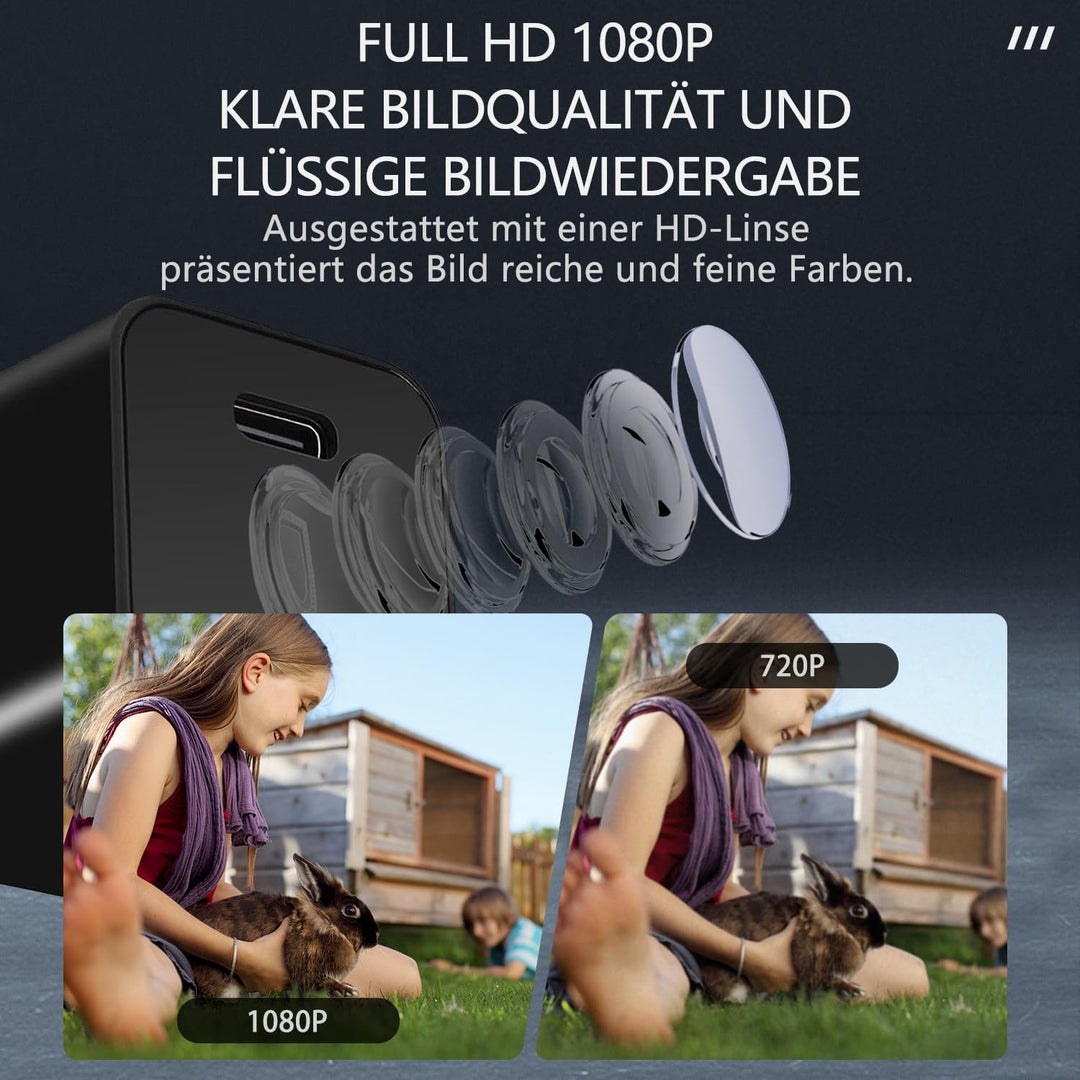Mini Kamera - Überwachungs Kamera - HD 1080P Innen Kamera - Kontinuierliche Aufzeichnung und Bewegun