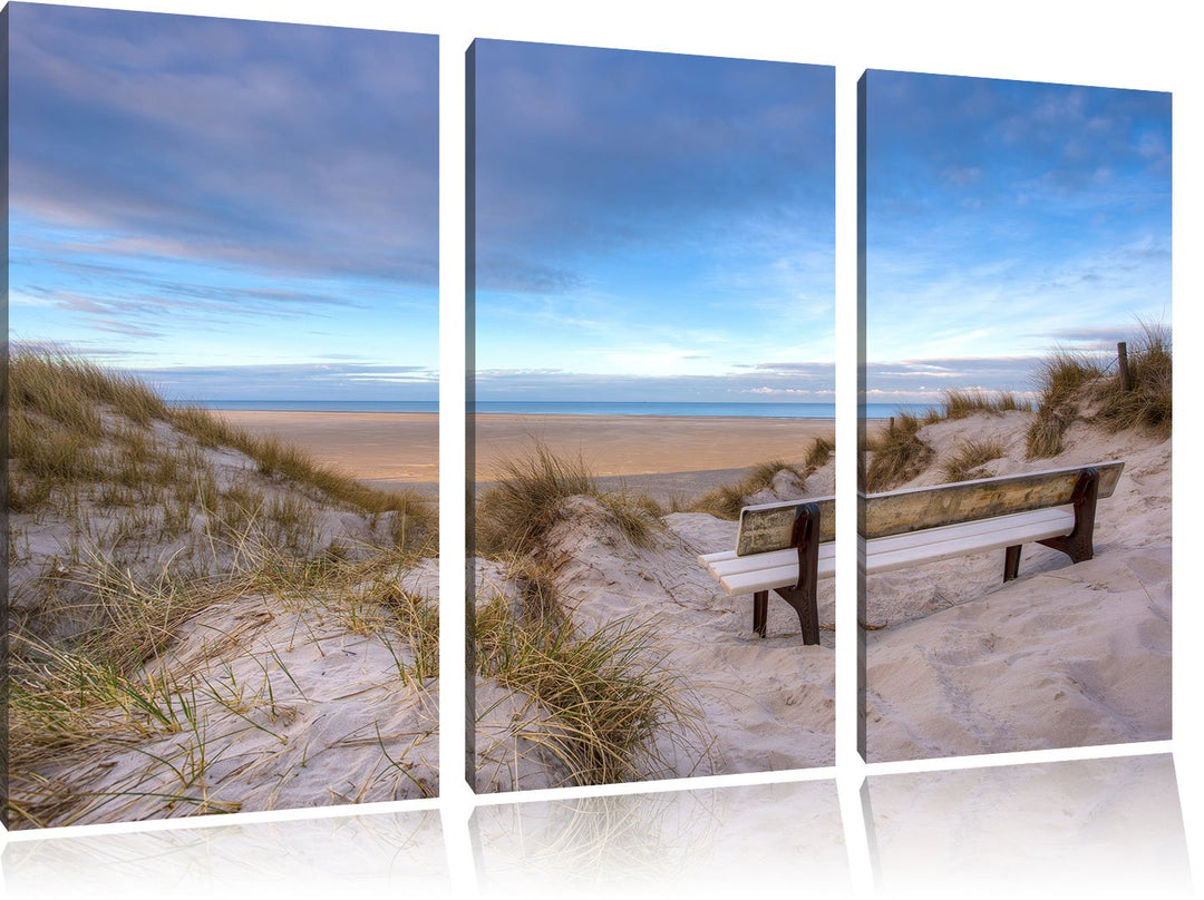 Pixxprint Blick auf das Meer als Leinwandbild/Grösse: 3 Teilig (120x80 cm) cm/Wandbild/Kunstdruck/fe