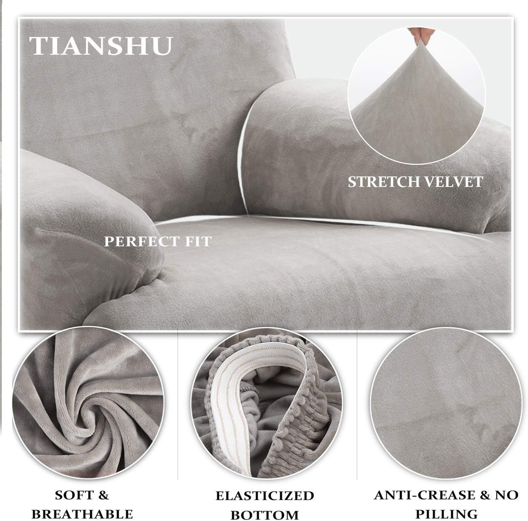 TIANSHU Samt Ruhesessel bezüge, Stretch Sesselschoner Elastisch Plush Couchbezug stilvolle Luxus-Möb