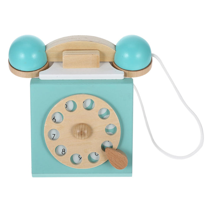 BESTonZON Holz Telefon Spielzeug Mit Wählscheibe Retro Design Kindertelefon Ab 3 Jahre Für Interakti