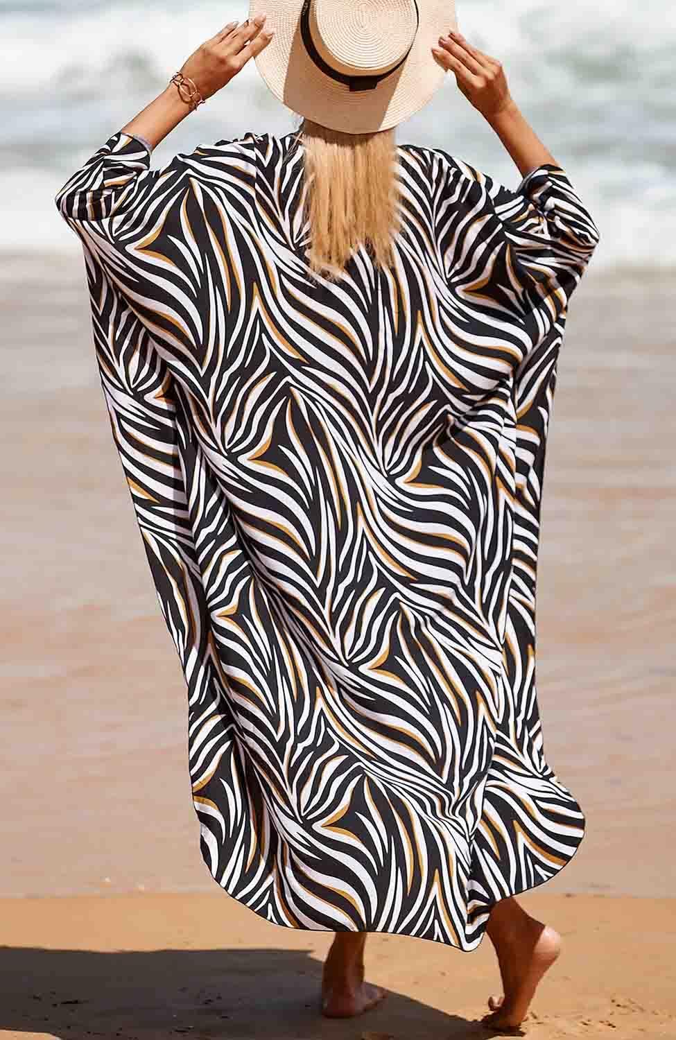 Damen Strandkleid Maxi Kaftan Lang Bikini Cover Up Sommekleid Maxi Kleid Freizeitkleid Nachtwäsche B