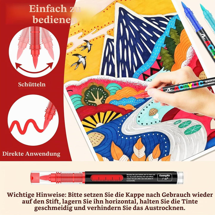 Acrylstifte, 168 Farben Acrylic Marker mit flexibler Pinselspitze, Direktflüssigkeit Acrylic Paint M