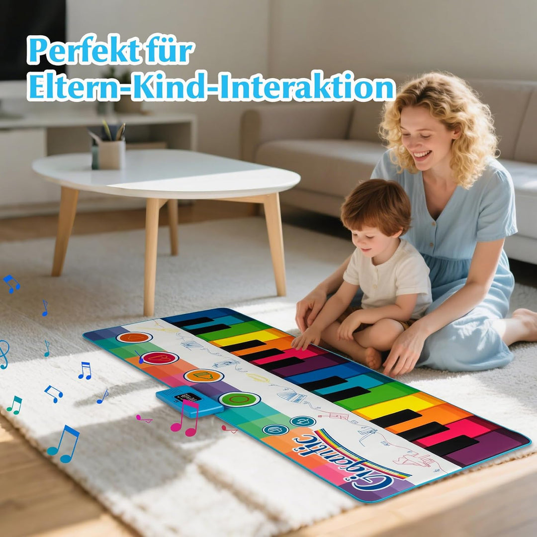 COSTWAY Musikmatte Kinder, Klaviermatte mit 8 Musikinstrumente, Keyboard Tanzmatte mit Aufnahme & Wi