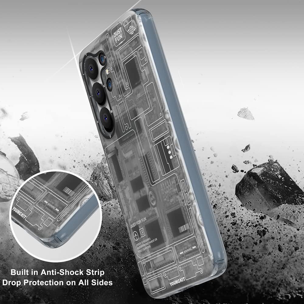 YOUNGKIT Handyhülle für Samsung Galaxy S23 Plus,Schutz in Militärqualität, Leiterplatten Muster Krat