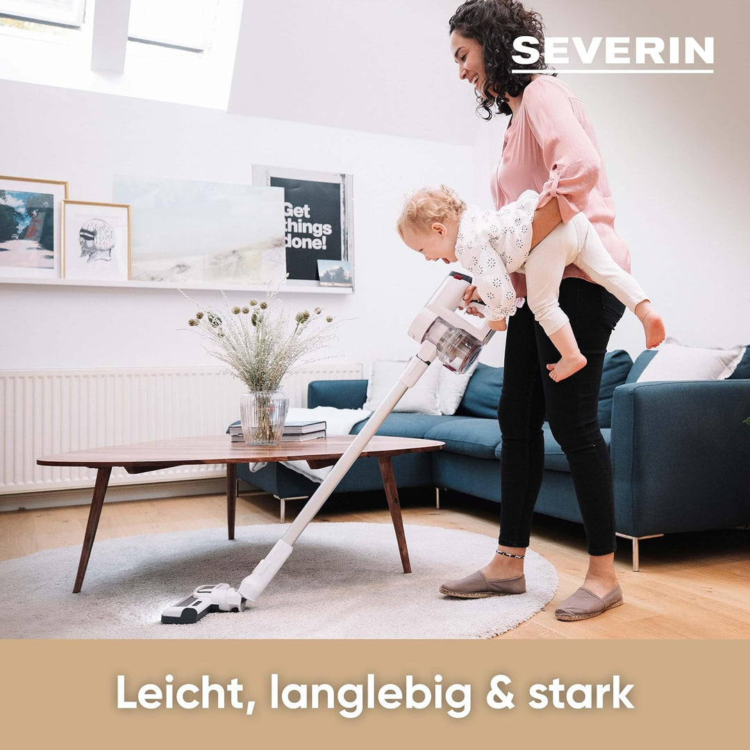 SEVERIN 2-in-1 Stiel- und Handstaubsauger, leistungsstarker Akku Staubsauger für Tierhaare, kabellos