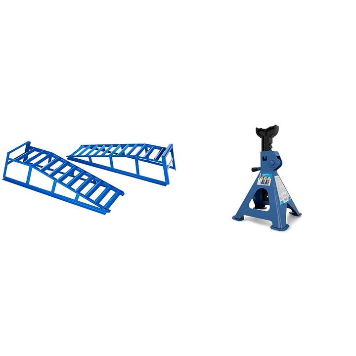 cartrend PKW Auffahrrampen-Set, bis 225 mm Hebebühne Kfz Rampe Auffahrbock Hebeplattform &amp; Profi Unt