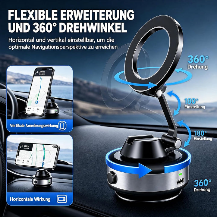 xinrongda Handy Halterung Elektrisch, Selbstansaugende Handyhalterung Auto mit 360° drehbarem Magnet