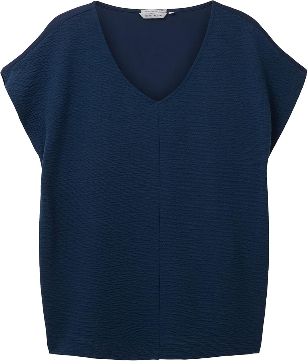 TOM TAILOR Damen Basic T-Shirt im Material-Mix 3XL 11758 - Midnight Sail, 3XL 11758 - Midnight Sail