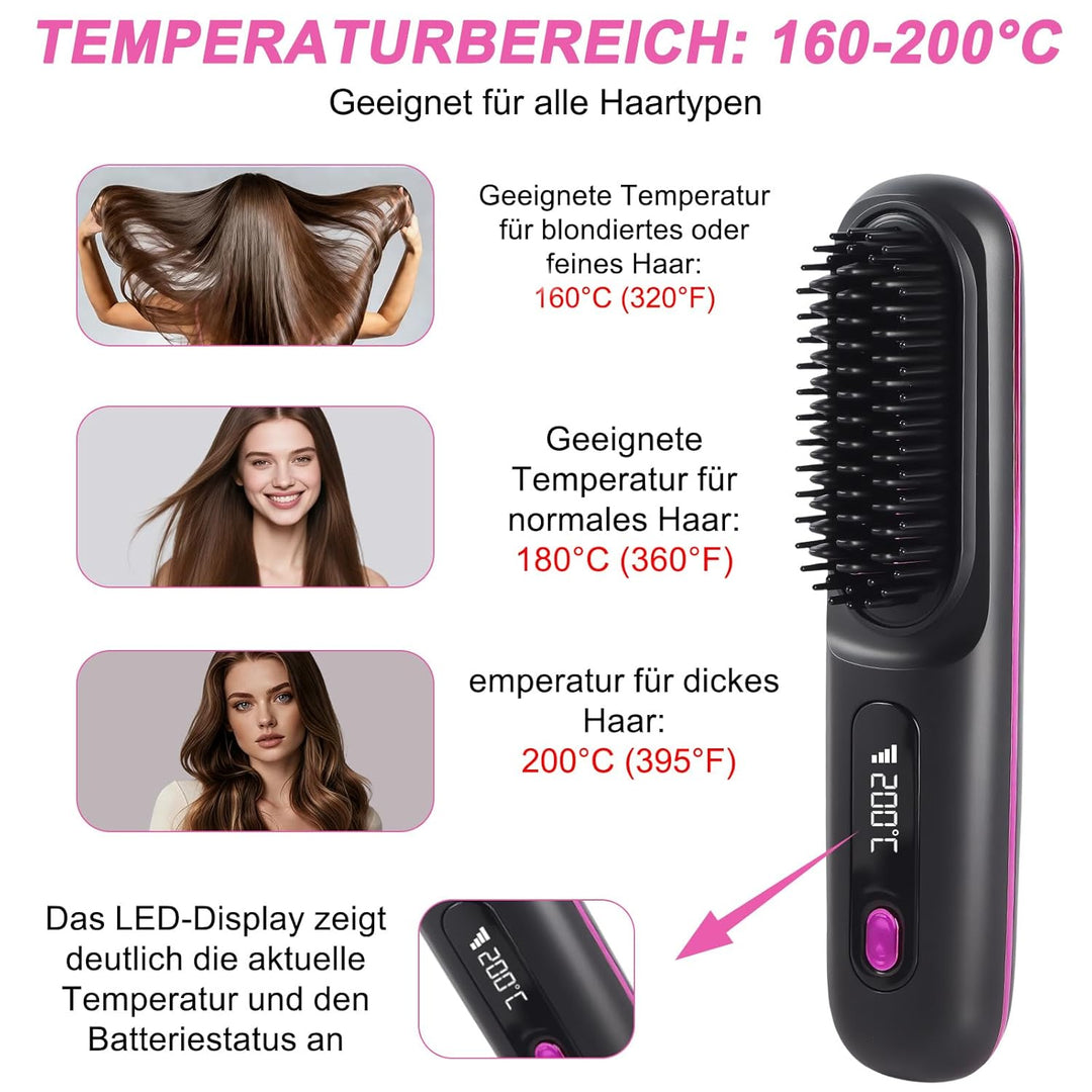 Stylingbürste für kurze Haare kabellos Haarglätter Bürste, Haarglätterbürste, tragbare Haarbürste el