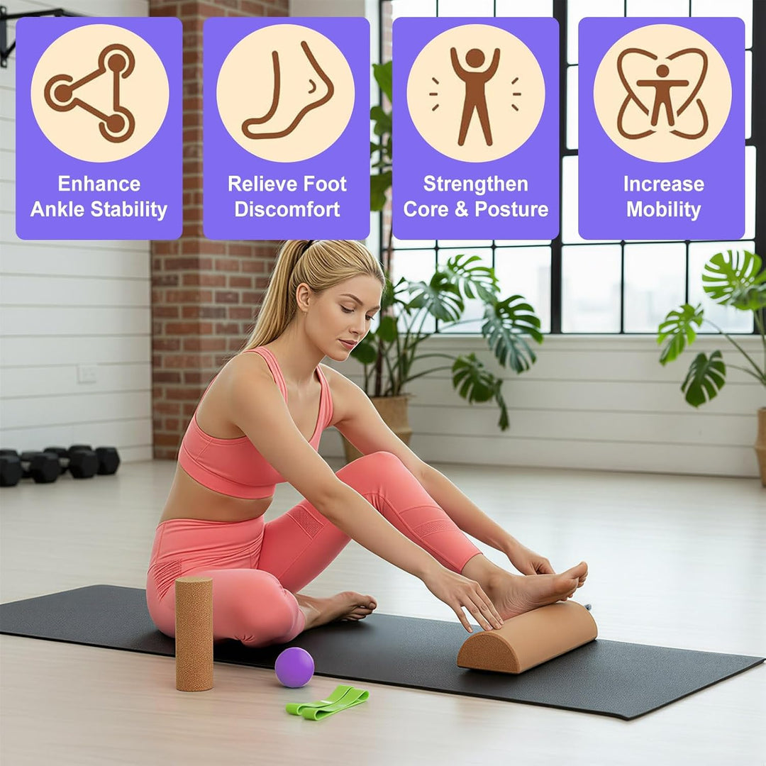 Fuss Training Kork Balance Board Set Halbe Korkrolle Fusstrainer Fuss Fitness Krafttrainer Kork Halb