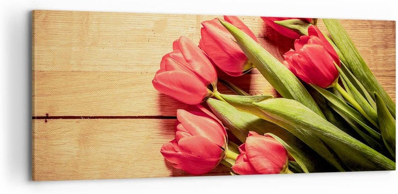 ARTTOR Wandbilder Dekoration Wohnzimmer Tulpen Blumenstrauss Sommer Garten Bilder auf Leinwand 120x5