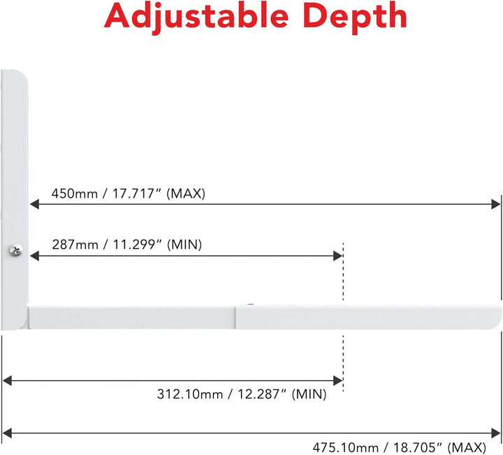 AVF EM60W-A Universal-Mikrowellen-Halterung zur Wandmontage, Weiss, Arme ausziehbar von 29,2 cm bis