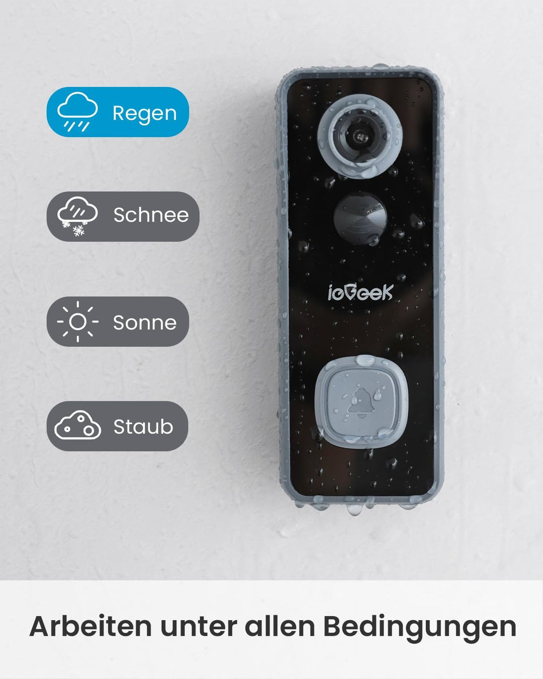 ieGeek 5MP 2,5K WLAN Video Türklingel mit Kamera (2026), 166° Weitwinkel Funkklingel mit Kamera, Sic
