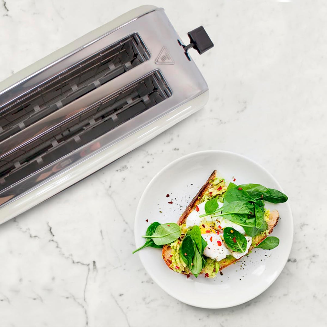 PRIXTON Bianca PRO Toaster | 2 grosse Fächer für 4 Scheiben, 7 Röststufen, Leistung 1500W, Edelstahl