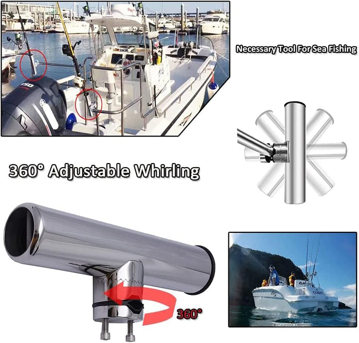 AMYSPORTS Rutenhalter Edelstahl auf Angelrutenhalter für Schienen 3/4" bis 1" 19mm bis 25mm