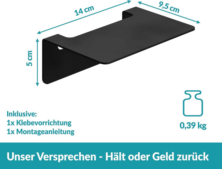 WEISSENSTEIN Badablage ohne Bohren aus Edelstahl - Selbstklebende Ablage fürs Bad - 14 x 9,5 x 5 cm