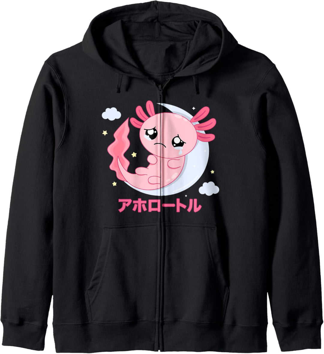 Axolotl Shirt Kawaii Japanisches Anime Ästhetisches Nu Goth Kapuzenjacke