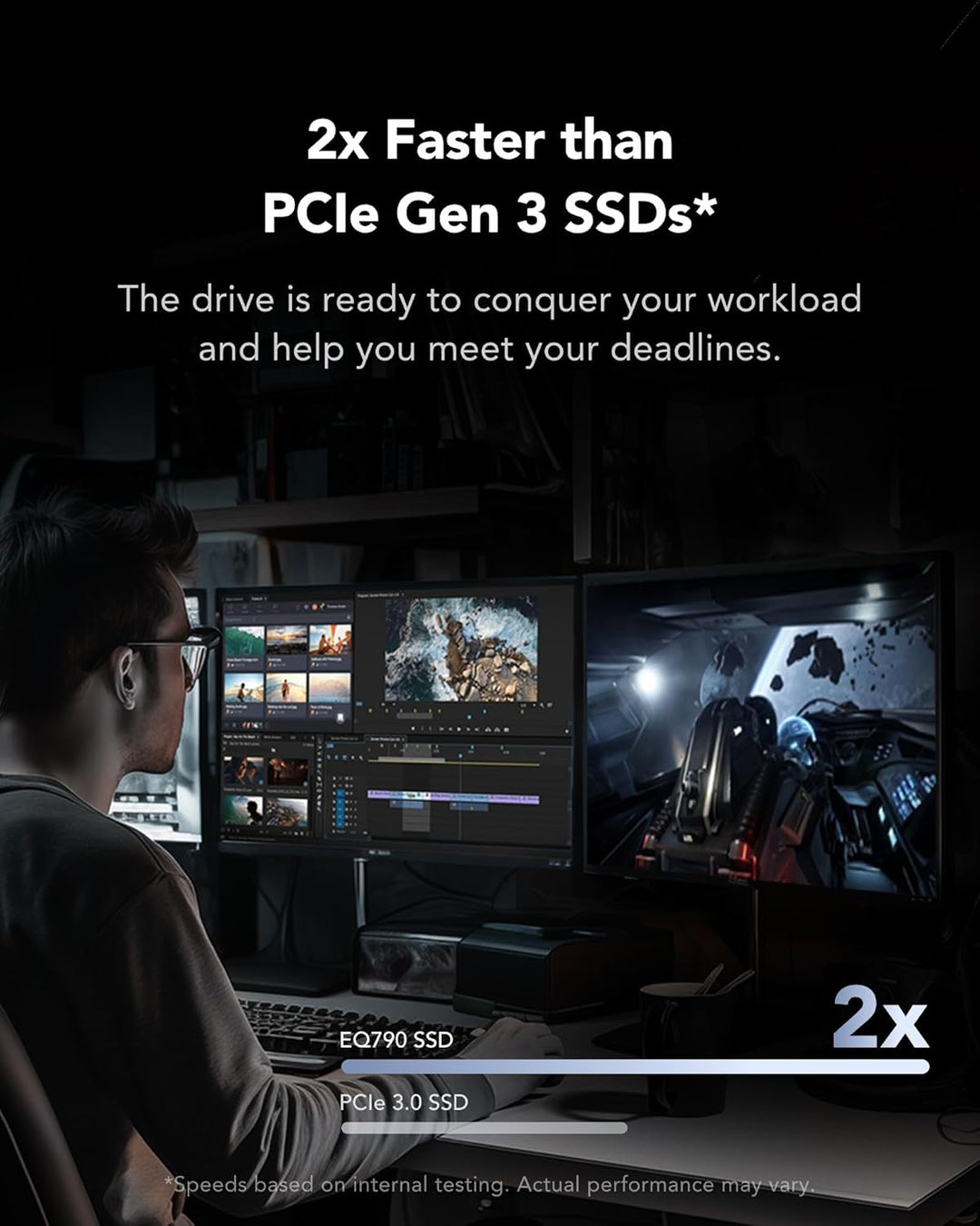 Lexar EQ790 4TB SSD M.2 2280 PCIe Gen4x4 NVMe 1.4, Blazing Speeds Up to 7000MB/s Read 6000MB/s Write