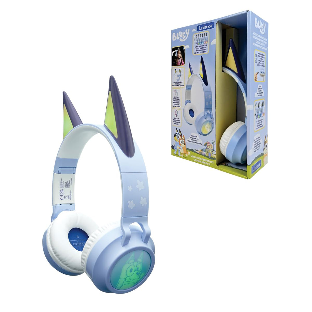 Lexibook, Bluey, Bluetooth-Kopfhörer, blau, HPBT015BY | 2-in-1 Bluetooth &amp; kabelgebunden, 3D-Design,