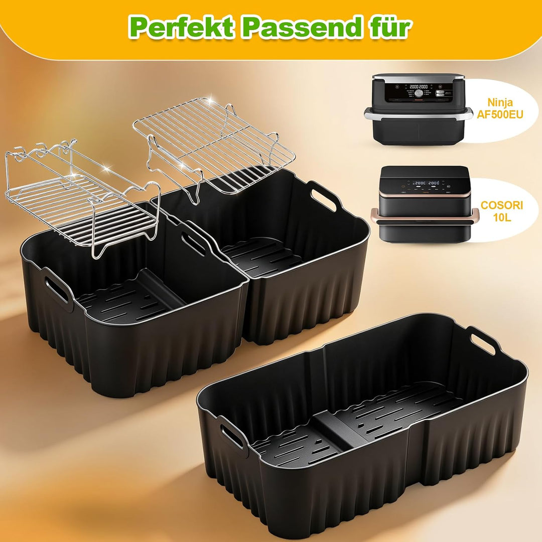 Edelstahl Grillrost Set für Ninja AF500EU/COSORI 10L Airfryer, 6 Stück | Heissluftfritteuse Zubehör,
