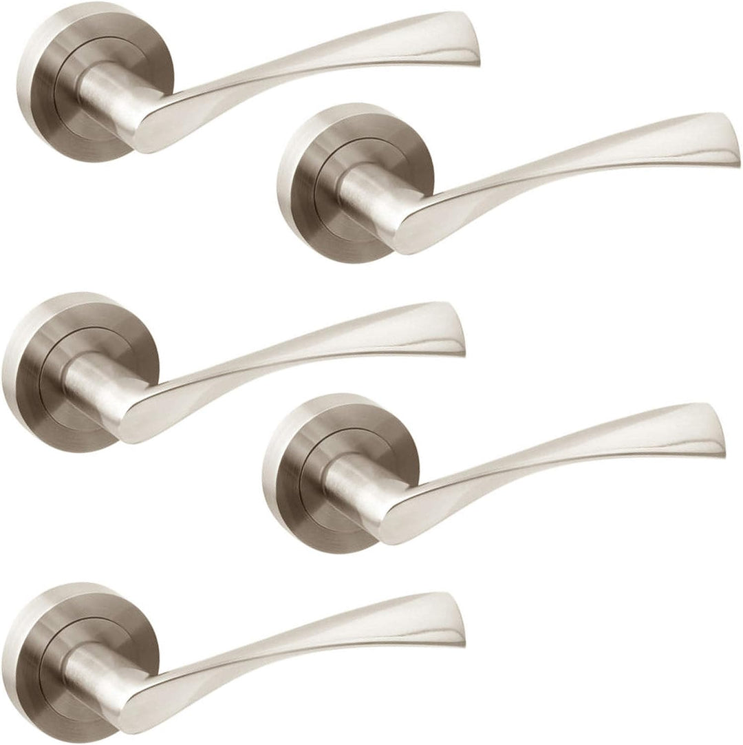 Emuca - Türgriffe für Innenttüren, 5 Türgriff-Set mit Rosetten für Zimmertüren D.50 mm, Aluminium, s