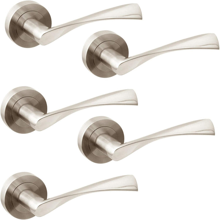 Emuca - Türgriffe für Innenttüren, 5 Türgriff-Set mit Rosetten für Zimmertüren D.50 mm, Aluminium, s