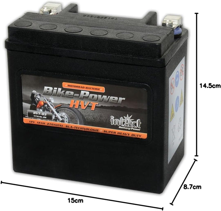 intAct - HVT-03 MOTORRADBATTERIE - Motorrad Batterie perfekt für Harley Davidson & andere hubraumsta