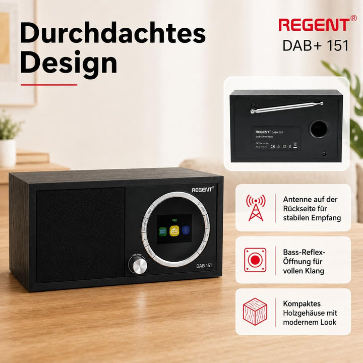 Ferguson Regent Dab+151 Digitalradio DAB Plus Radio mit Bluetooth Lautsprecher FM/DAB/DAB+ Radio UKW