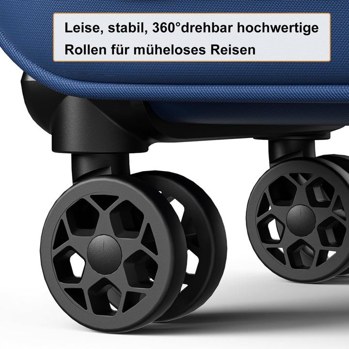 Weichschalenkoffer Set 3-teilig erweiterbar - Stoffkoffer Trolley wasserfest - Reisekoffer mit 4 Rol