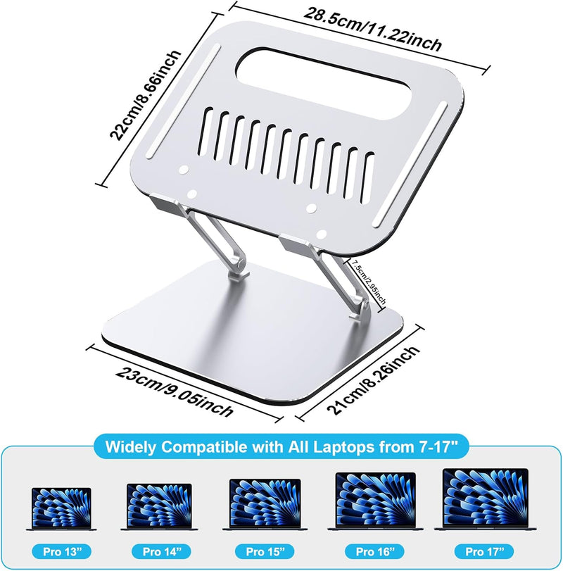 Laspi Laptop Ständer Höhenverstellbar,Aluminium Laptopständer, Laptop Stand for Desk, Notebook Ständ