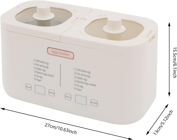 Eierkocher 8 Eier, 6 Modi, Doppelkammer, Auto Abschaltung | Eierkocher für 8 Eier, 6 Kochmodi, Doppe