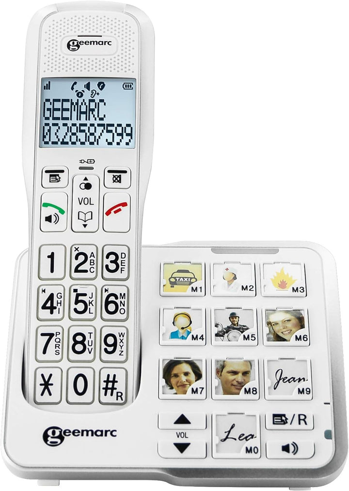 Geemarc Amplidect 595 Photo Duo - Verstärkte Festnetztelefone mit SOS-Funktion, starkem Klingelton u