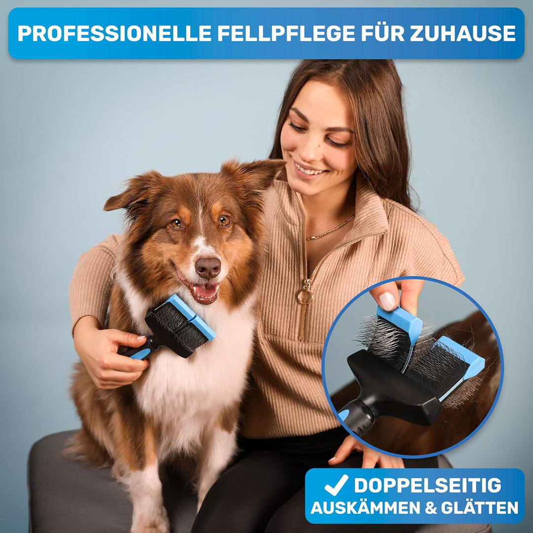 BluePet ZupfZeug Pro Professionelle Hundebürste Langhaar, Flexible Zupfbürste für Hunde & Katzen I E