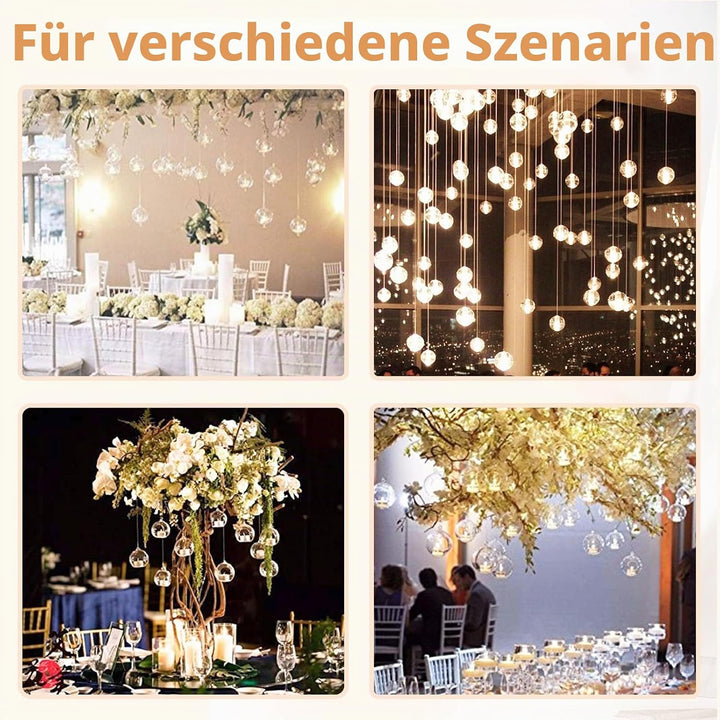 NUPTIO 12 Stücke 8cm Hängen Glaskugel Teelicht Kerzenhalter Hause Hochzeit Mittelstücke Decor Garten