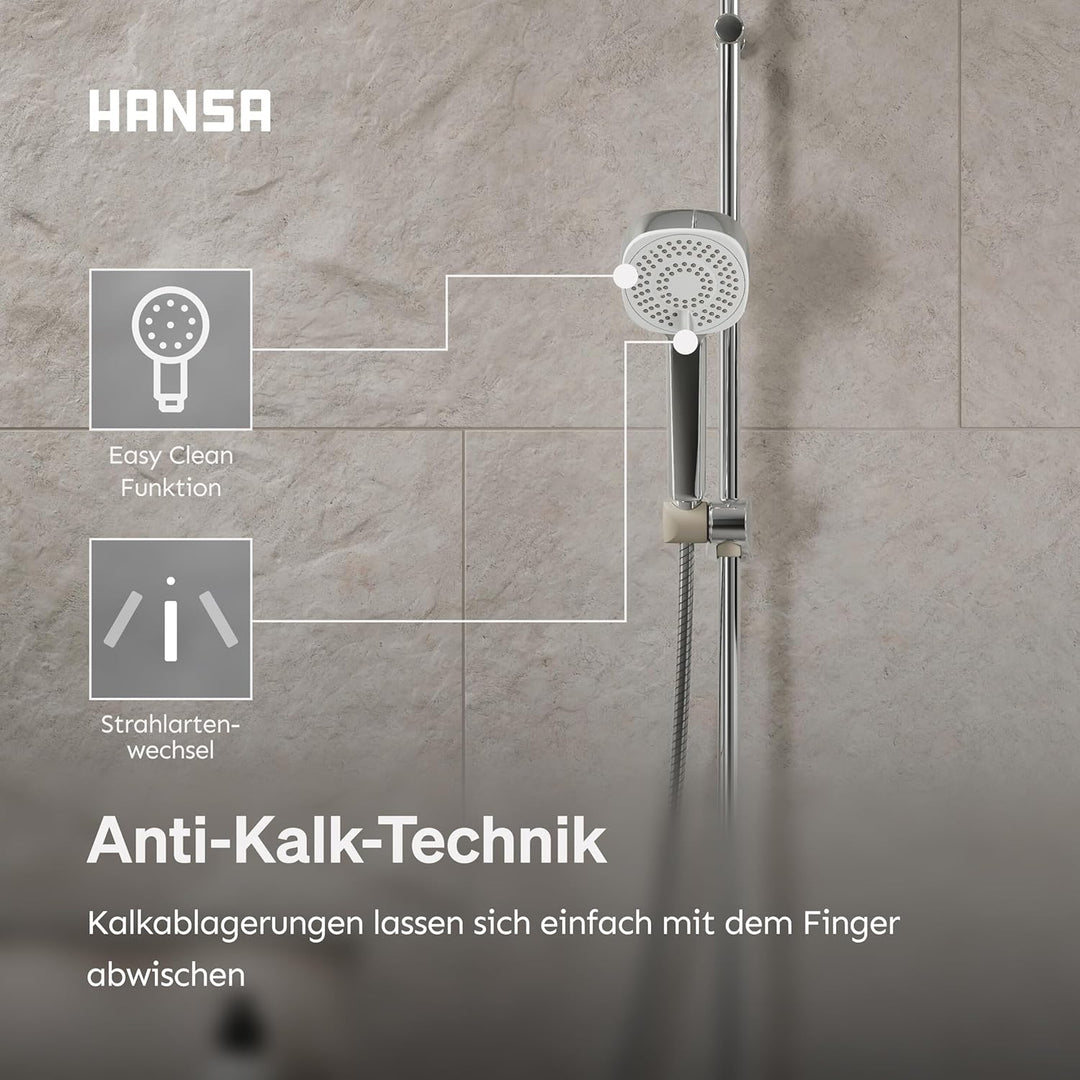 HANSA BASICJET Style Duschkopf mit 3 Strahlarten I Handbrause Dusche | Anti-Kalk Funktion I Brauseko
