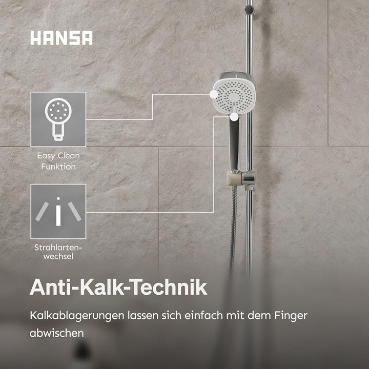 HANSA BASICJET Style Duschkopf mit 3 Strahlarten I Handbrause Dusche | Anti-Kalk Funktion I Brauseko