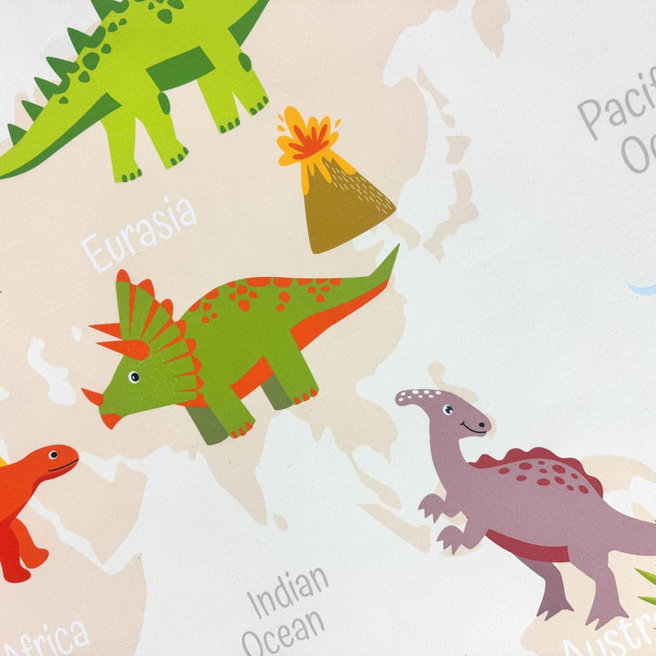 Teppich-Traum Teppich Rund Kinderzimmer Dino-Landschaft mit Pflanzen und Kontinenten rutschfest flac